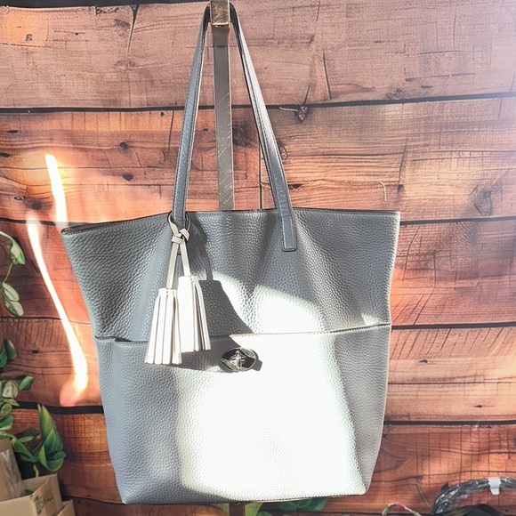 Coach Handbags - Coach Gray Tote with Structured Design and Tassel Accents